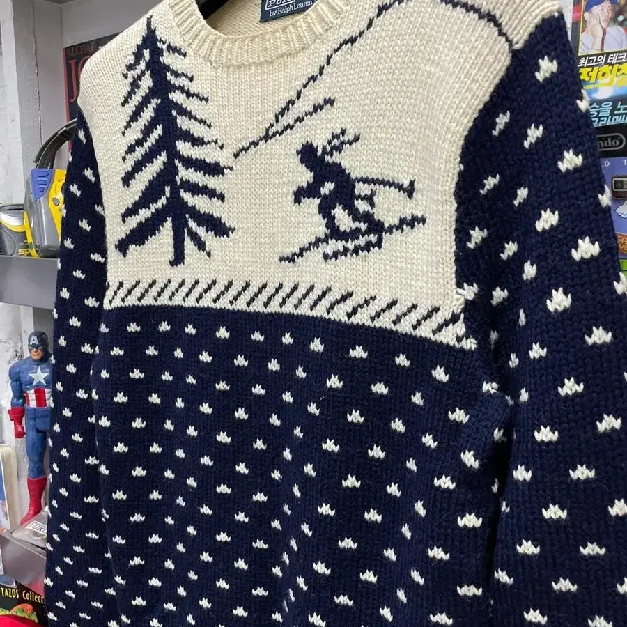 polo ski snow flake 100% wool hand knit