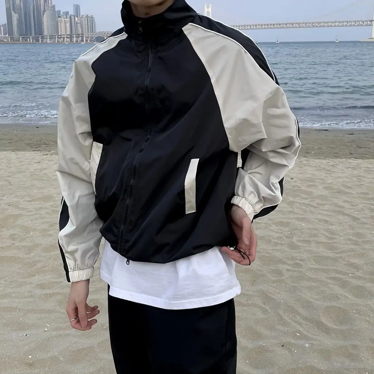 Varsity nylon windbreaker 남자 바시티 나일론 자켓