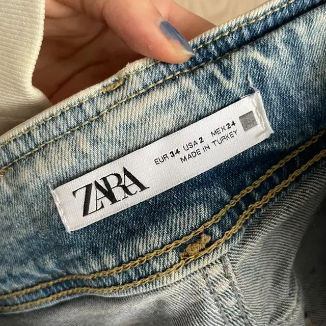 zara 여성 데님 팬츠 청바지 핑크 라벨 34