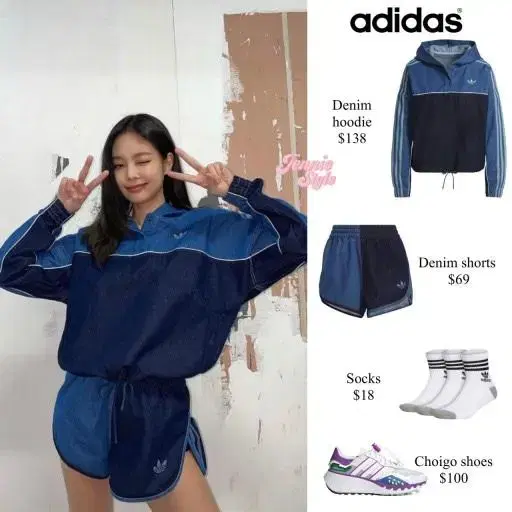 (S)Adidas jennie Denim Hoodie