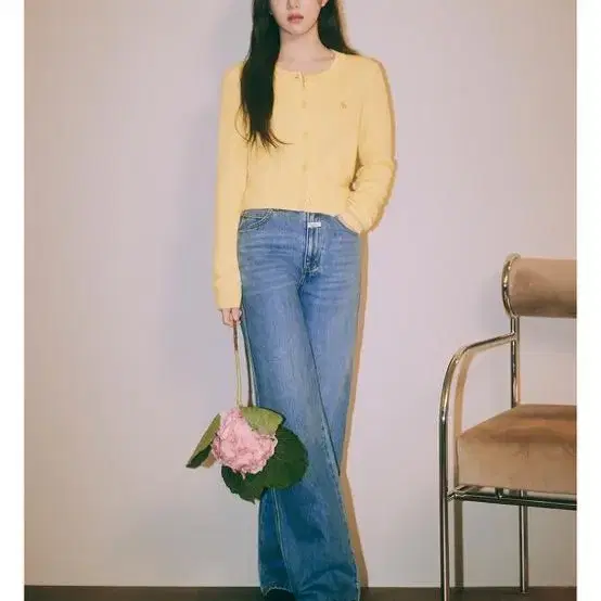 마리떼 - W HIGH STRAIGHT DENIM PANTS blue