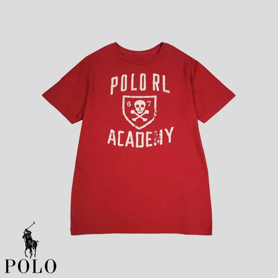 폴로랄프로렌 레드 화이트 POLO RL ACADENY 벨벳 반팔 티셔츠