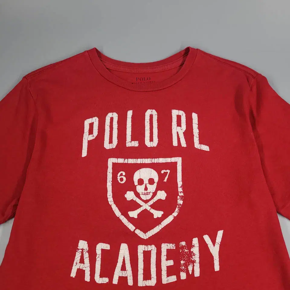 폴로랄프로렌 레드 화이트 POLO RL ACADENY 벨벳 반팔 티셔츠