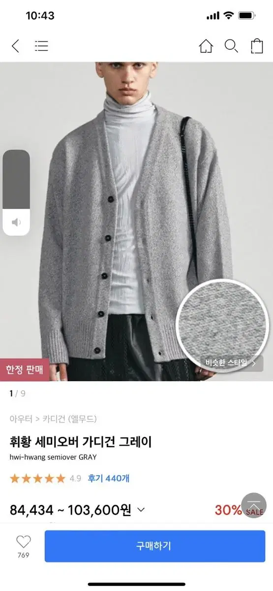 Sulfur Semi Over Cardigan Gray