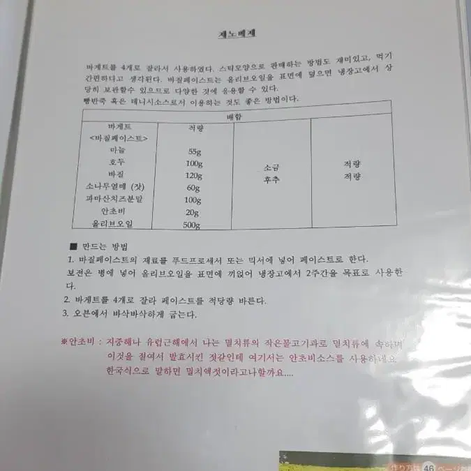 제빵  제고빵 처리 할수있는 레시피