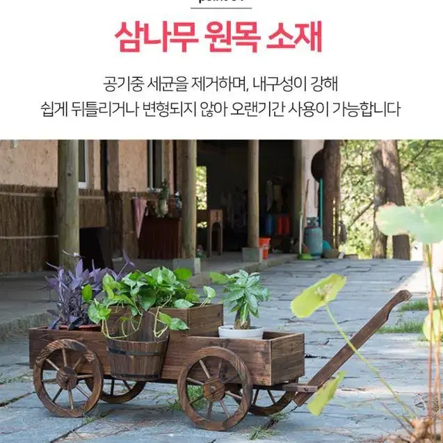 [무료배송] 삼나무 화분 장식 진열대 리어카 디자인 정원 인테리어