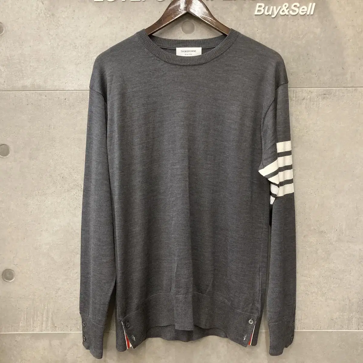 Thom Browne Wool Diagonal Long Sleeve Classic Knit Charcoal-F022854