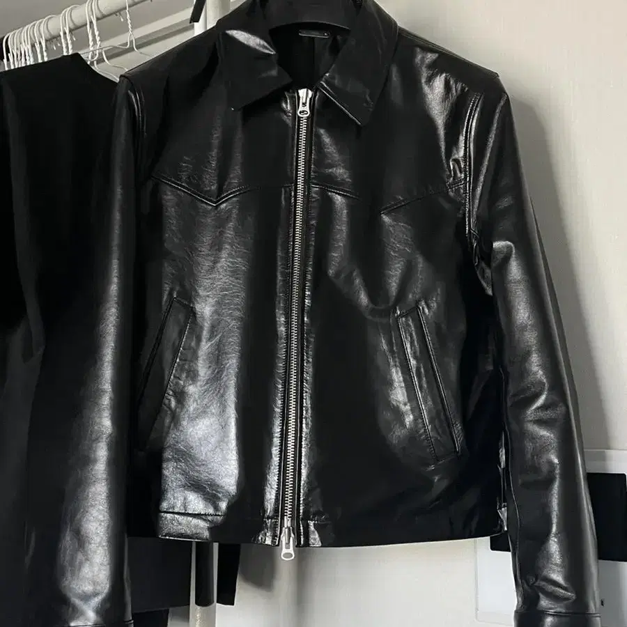 토니웩 calf leather western jacket_black