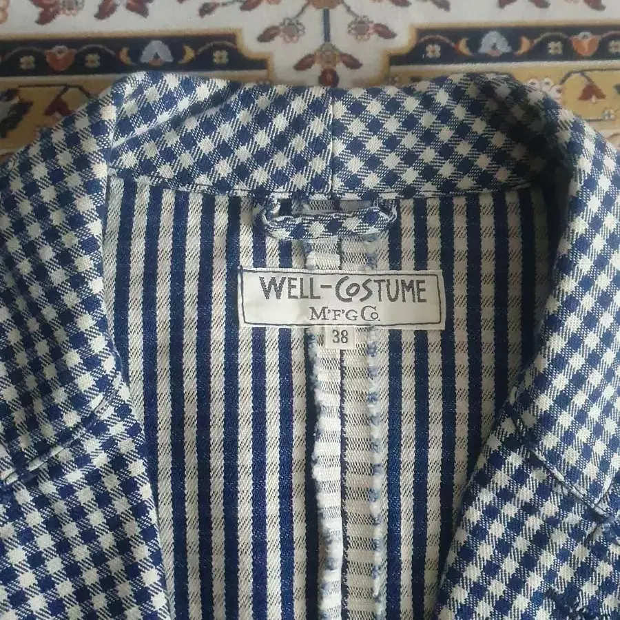 95-100) Well & co 웰코 깅엄 색 코트 sack coat