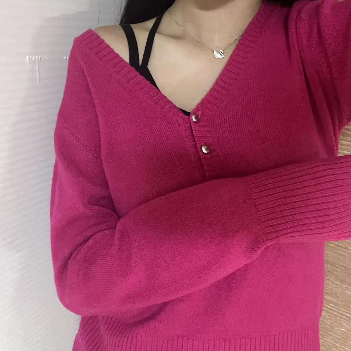 Gircool Hot Pink Knit Cooltone Shawl Off-shoulder Shawl Somyi Vintage Vintage Somyi Stc Fish Tank