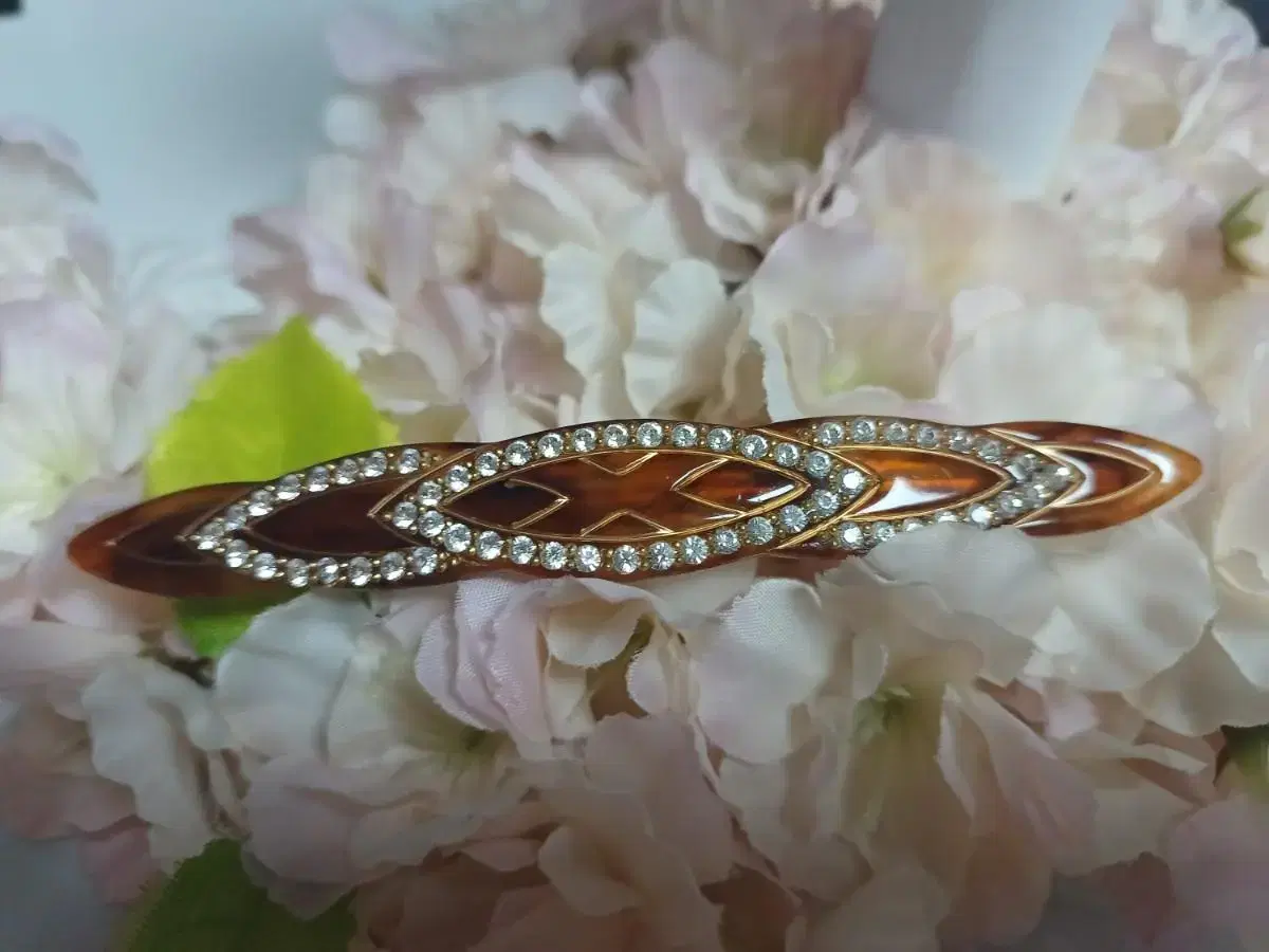 Brown krystal Large size petal hairpin