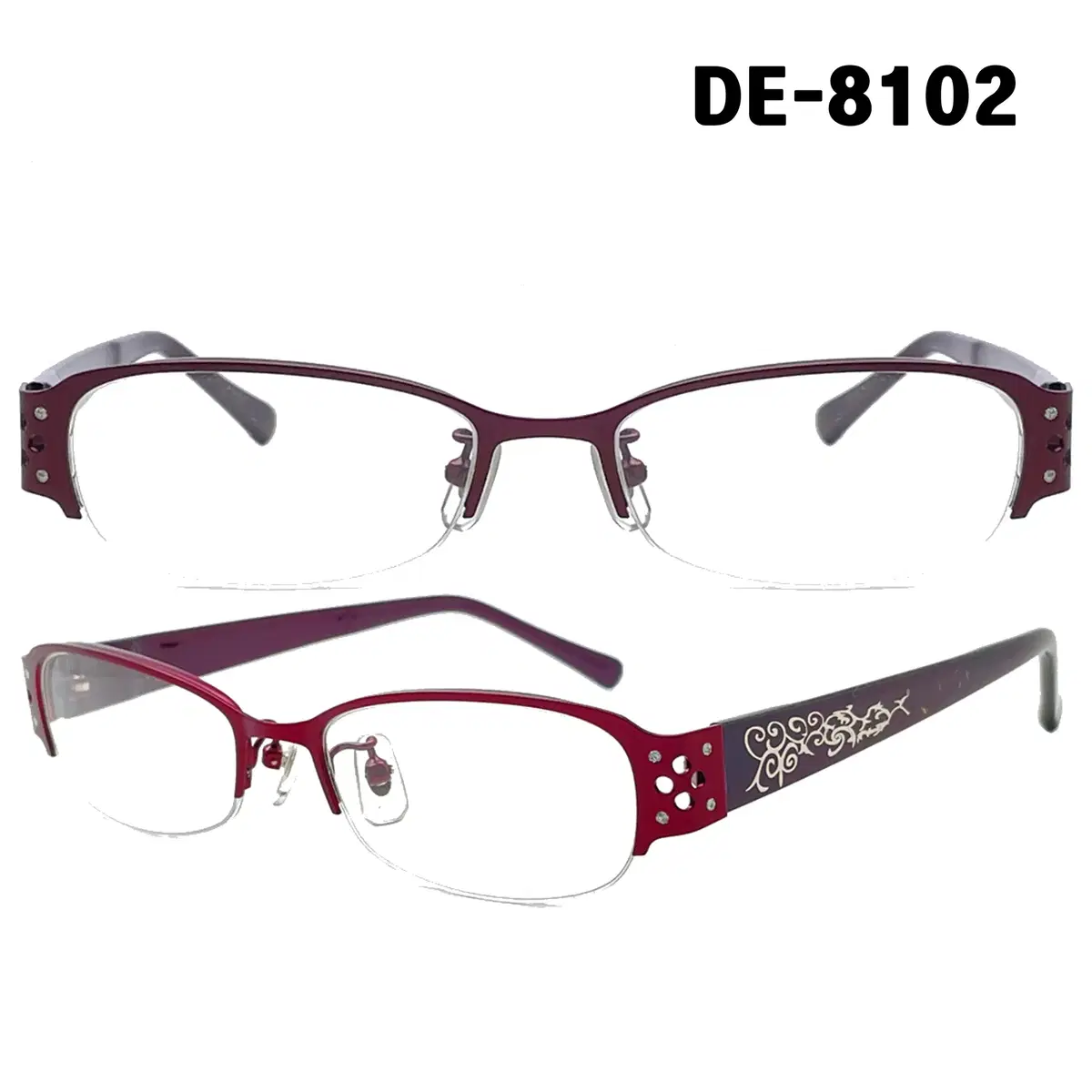 Domestic export square semi rimless fashion horn rim iron rim lightweight TR glasses DE-8102