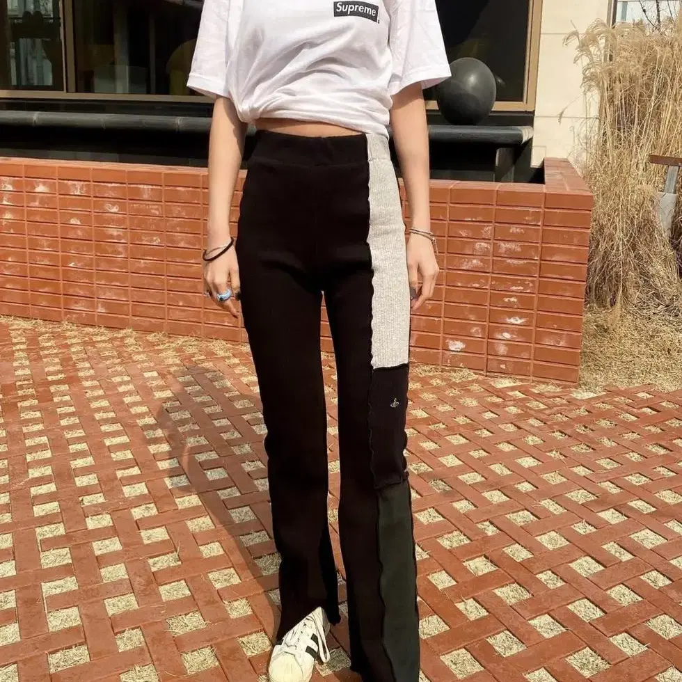 비비안웨스트우드 high waist patchwork pants