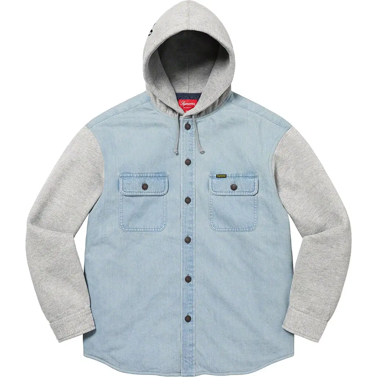 슈프림 Fleece Hooded Denim Shirt _블루 _XL