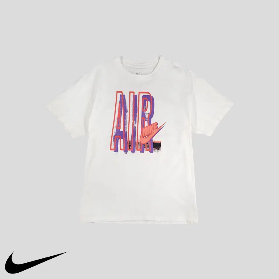 Nike Air White Purple Fuchsia Logo Printed Cotton100 Short Sleeve T-Shirt L