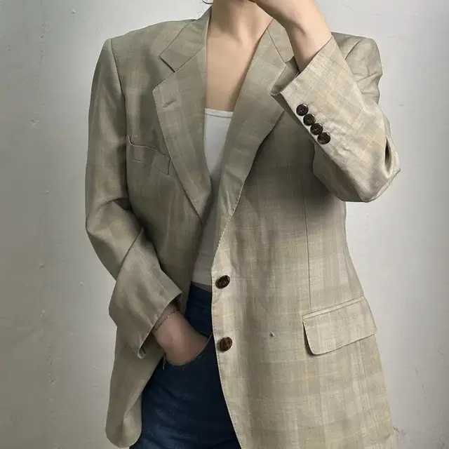 givenchy ivory gray check blazer