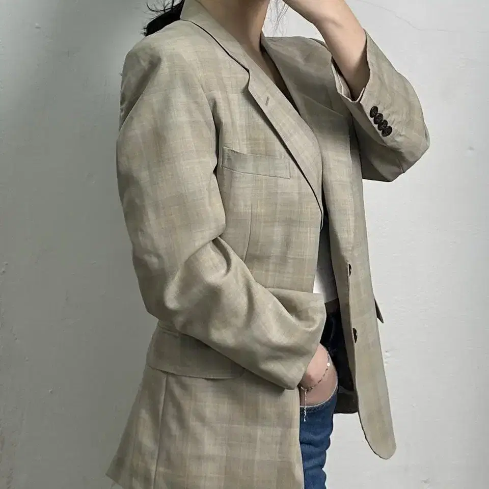 givenchy ivory gray check blazer