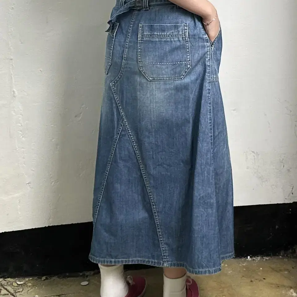 vintage work detail denim skirt