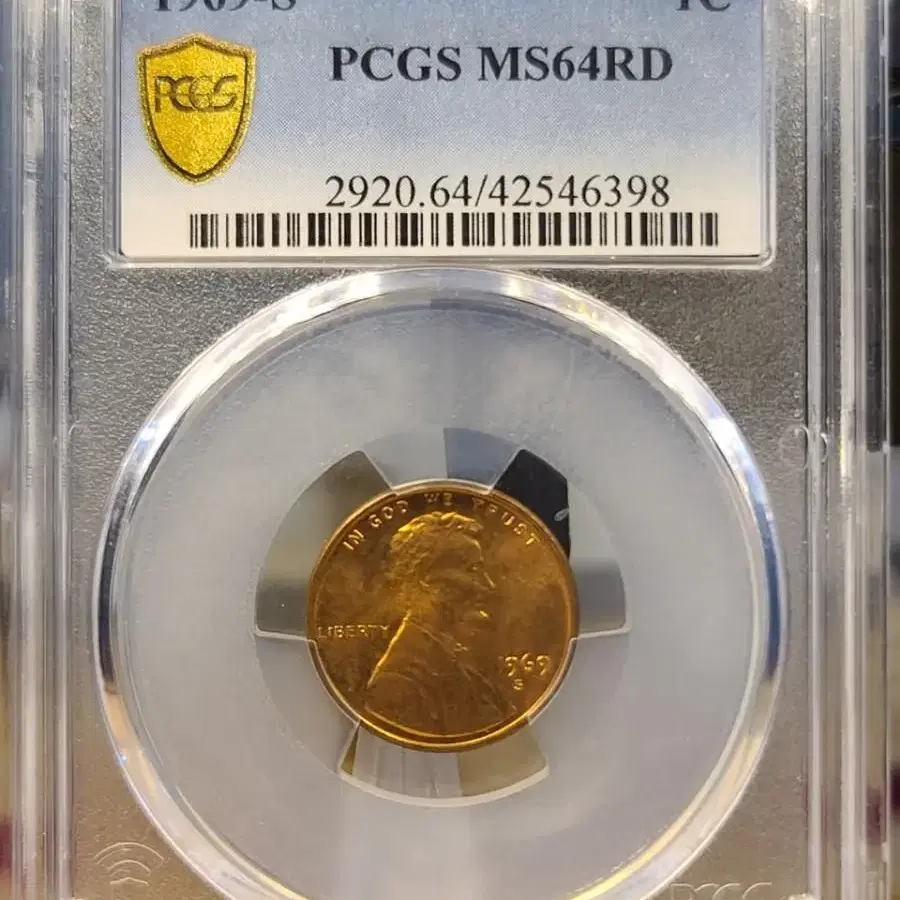 11060- 완전미사용 링컨1센트,1969년-S, PCGS MS64RD