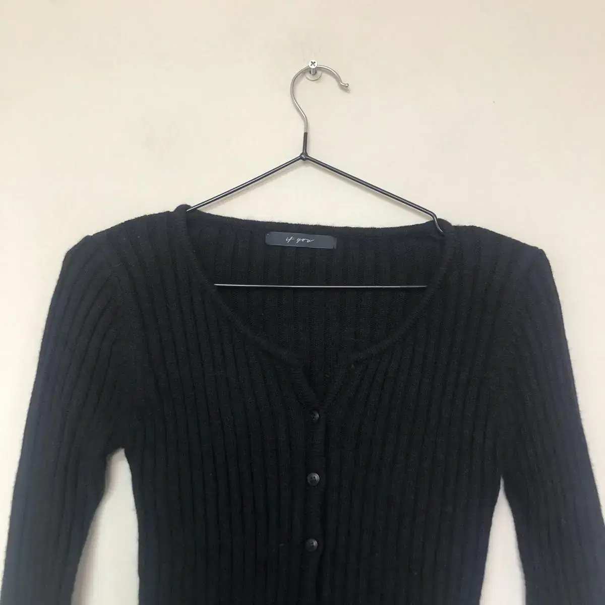 Vintage If you black ribbed cardigan