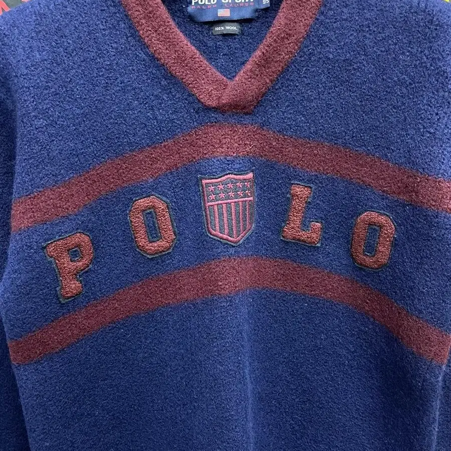 90s 폴로스포츠 polo sport v neck wool knit