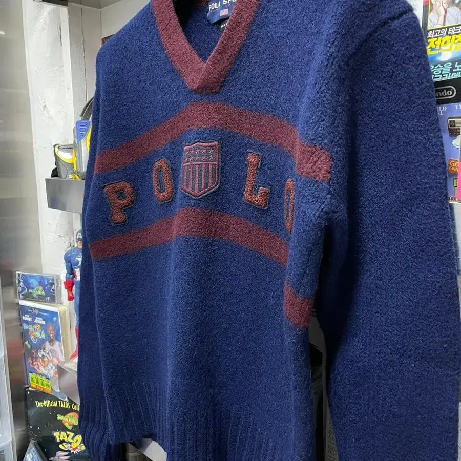 90s 폴로스포츠 polo sport v neck wool knit