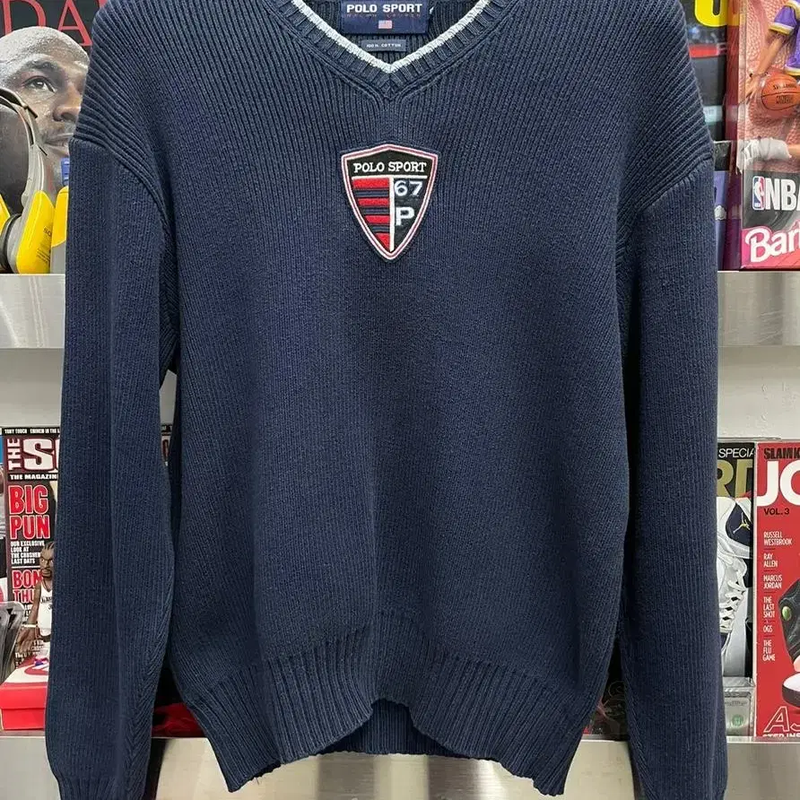 90s polo sport shield v neck knit 폴로스포츠