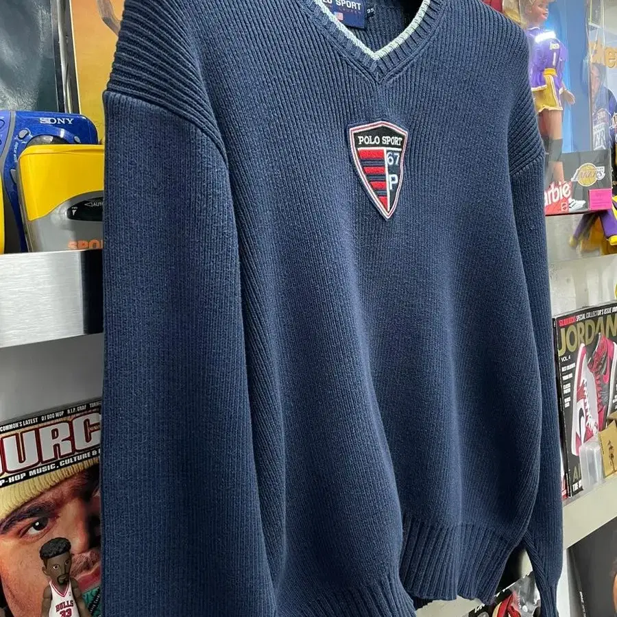 90s polo sport shield v neck knit 폴로스포츠