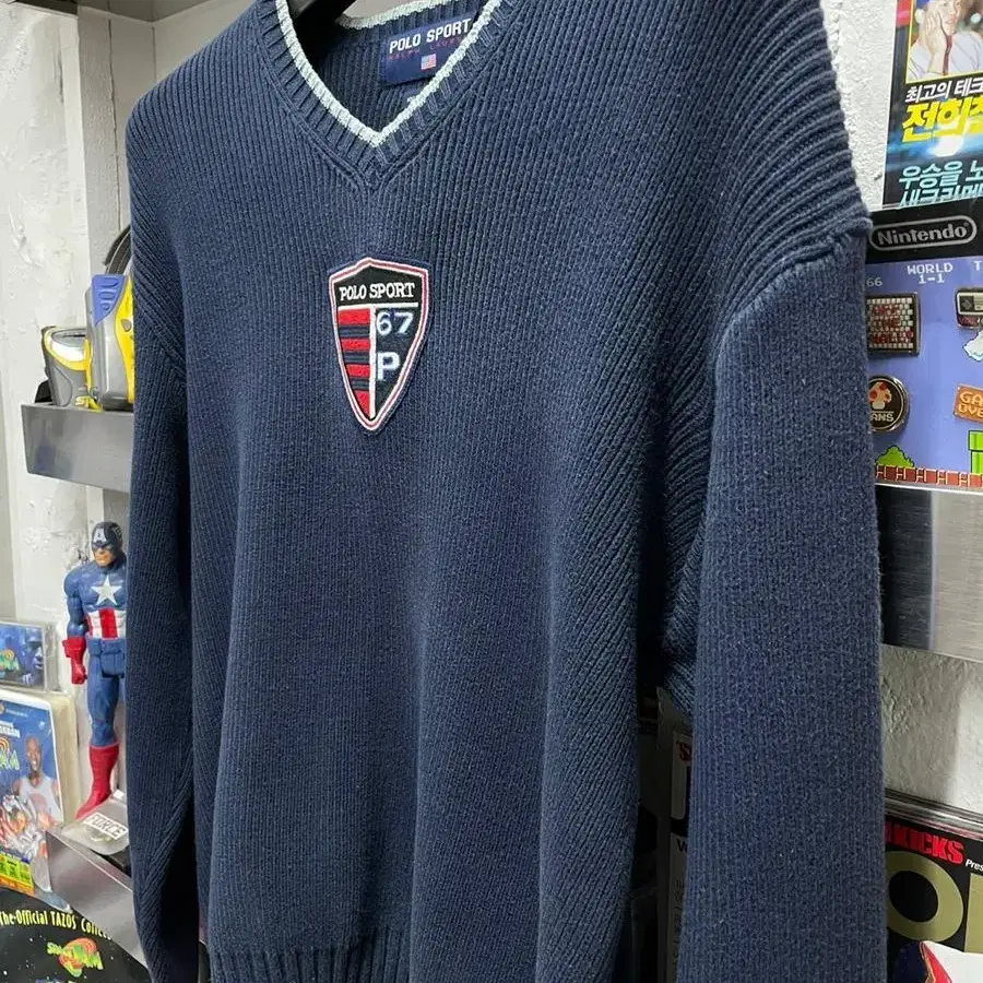 90s polo sport shield v neck knit 폴로스포츠