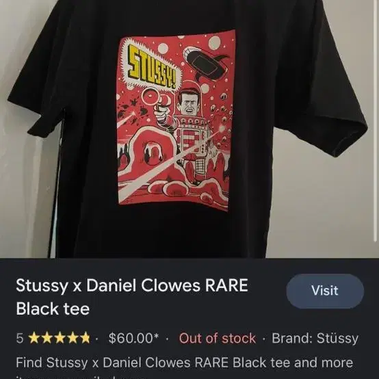 stussy 스투시 Daniel Clowes 콜라보 티셔츠 M