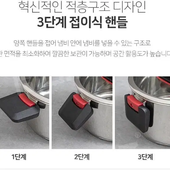 독일 양수 냄비세트 접이식핸들 스텐 냄비세트 뚜껑포함