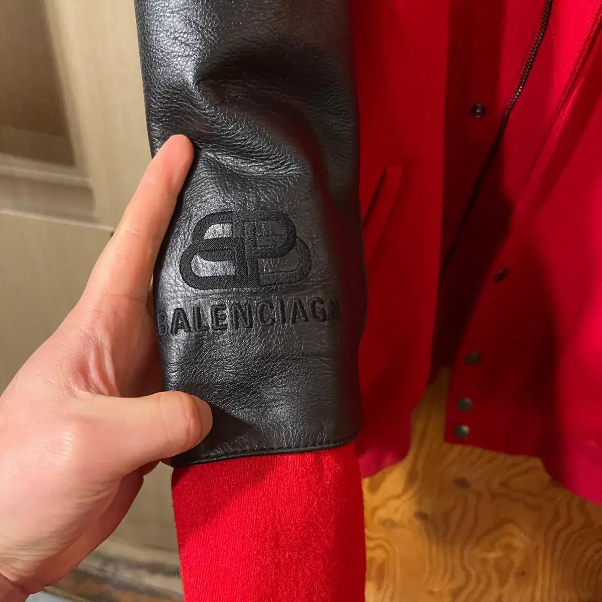 Balenciaga BB logo varsity jacket for sale.