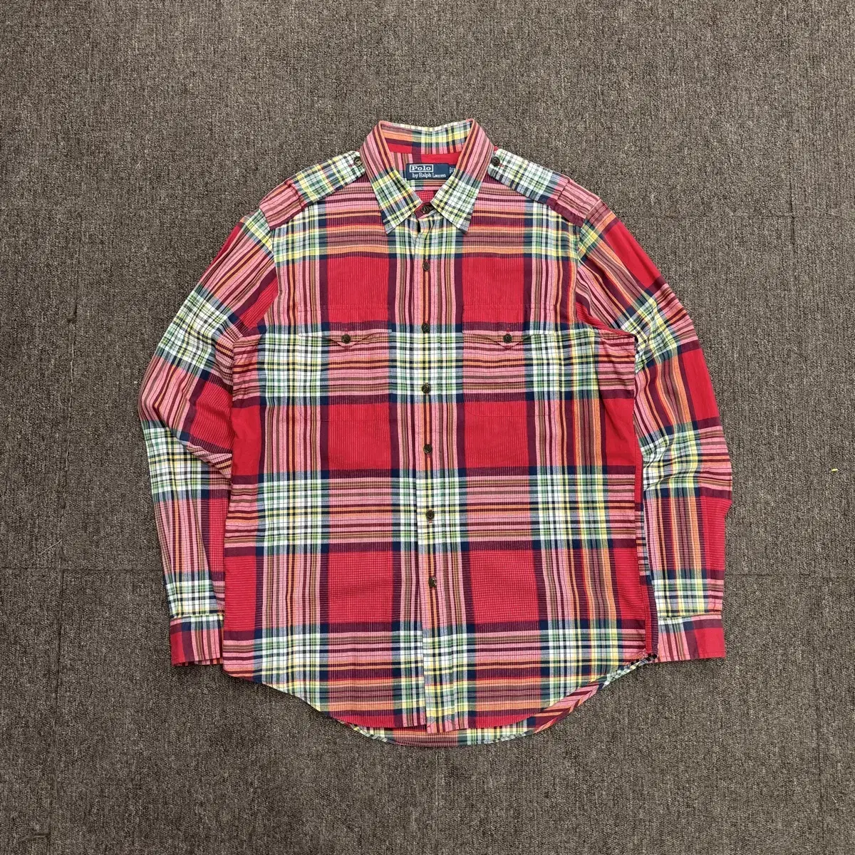 [L] Ralph Lauren Polo over check epaulette shirt