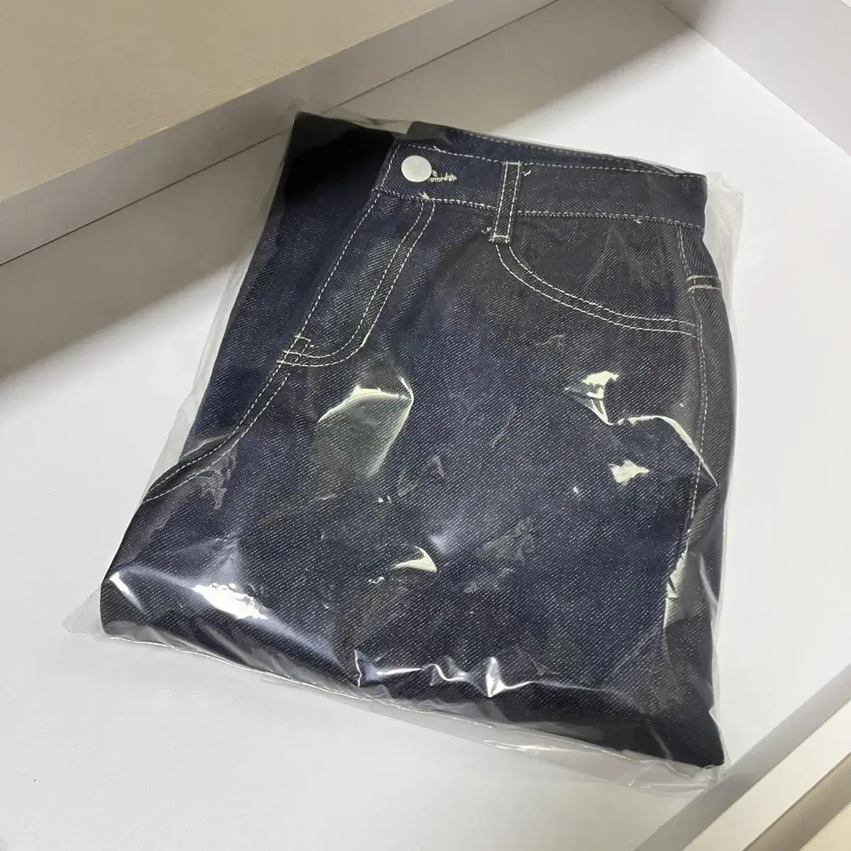 06 Bonded jeans, wide, straight fit, M