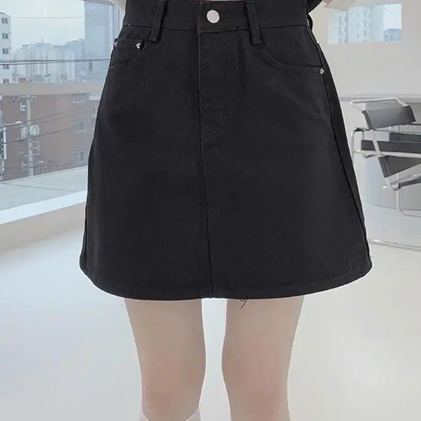 Anyone's Short Denim Skirt jin, Black, M