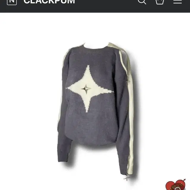 클락펌 clackpum blanc zipper knit grey