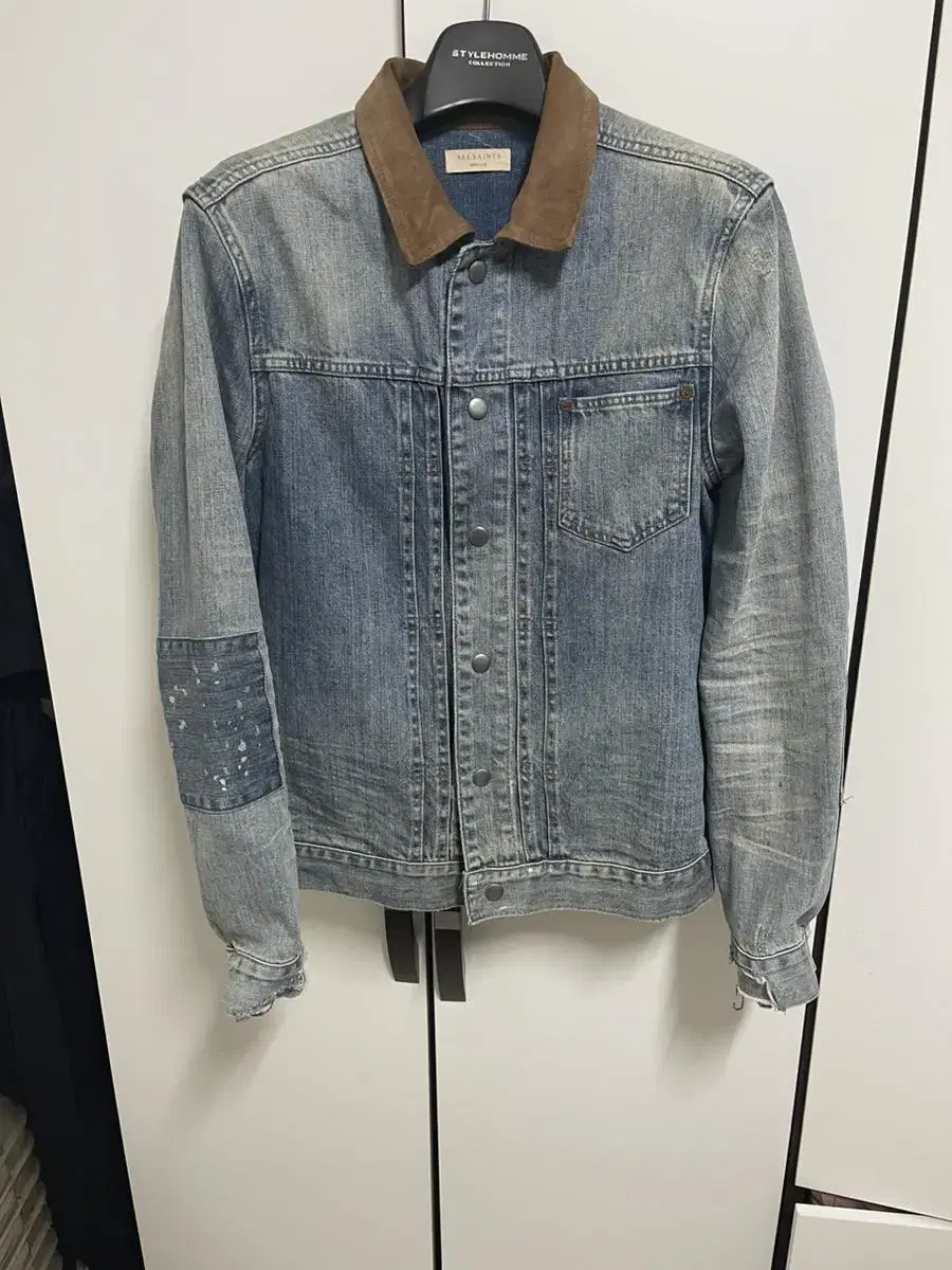 All SaintsAll SaintsKaraLambskinVintageWashDistressedDenimJeansJacketJacketConditionGoodM