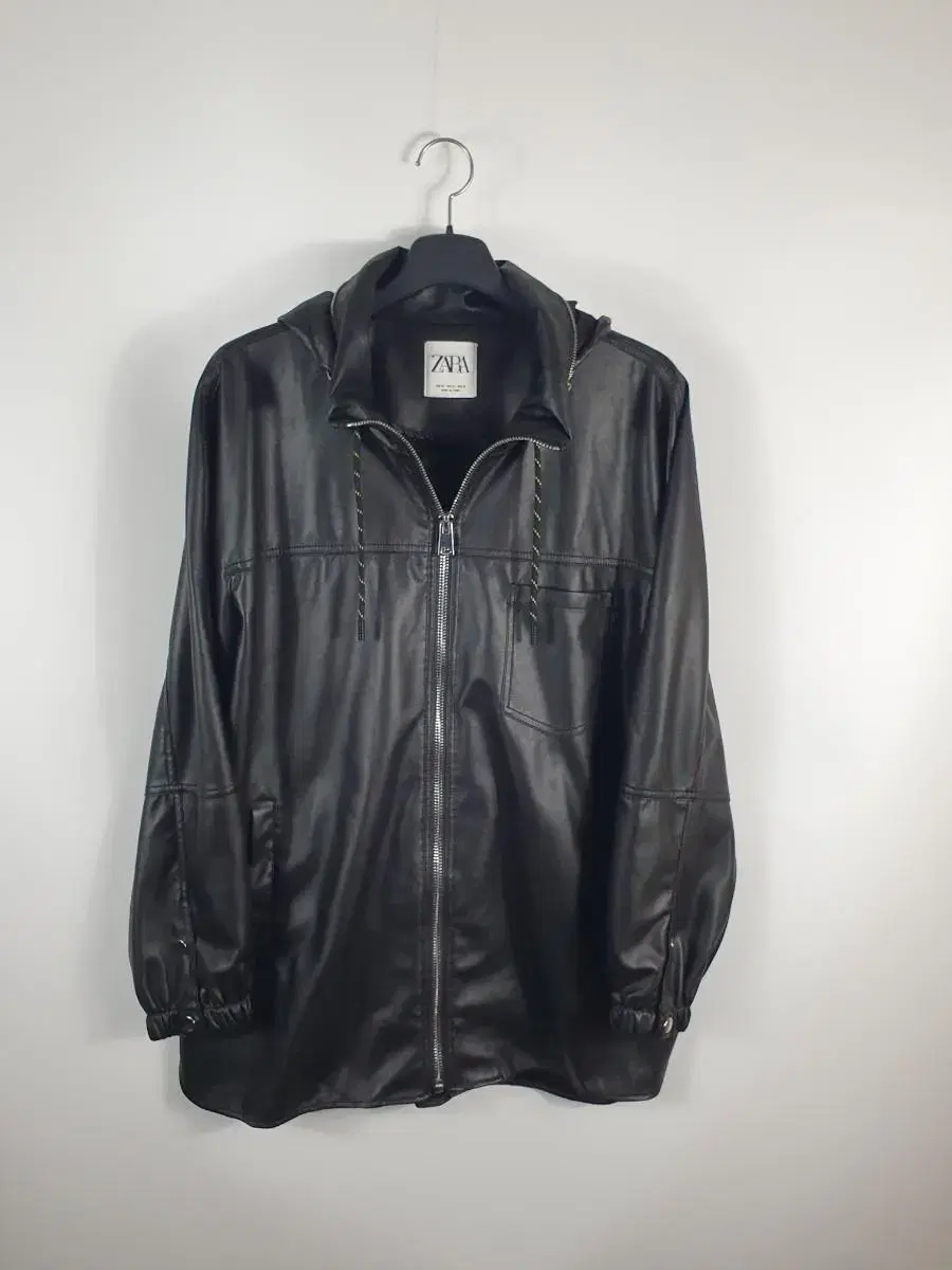 Zara Ecoleather Hooded Jacket XL