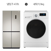 월43800원(렌탈)하이얼 4도어냉장고 433L+아쿠아 드럼세탁기 9Kg