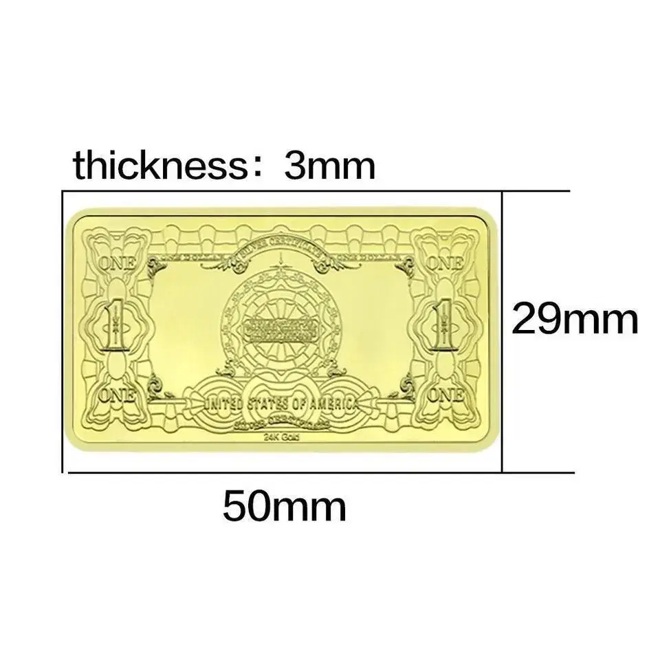 새 미국 1달러 골드 바 기념 금 도금 금속 동전 선물 USD 화폐