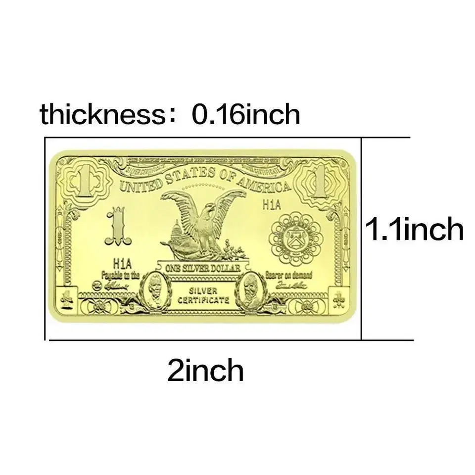 새 미국 1달러 골드 바 기념 금 도금 금속 동전 선물 USD 화폐