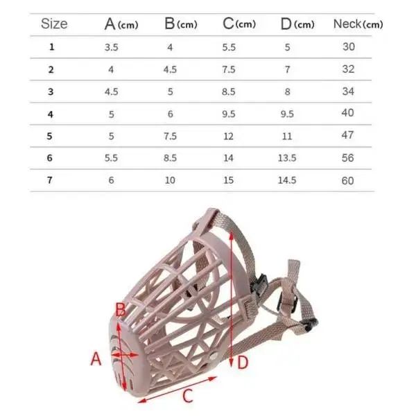 NEW 핑크색 1-7 사이즈 강아지 입마개 물림 입질 짖음 방지 악세사리
