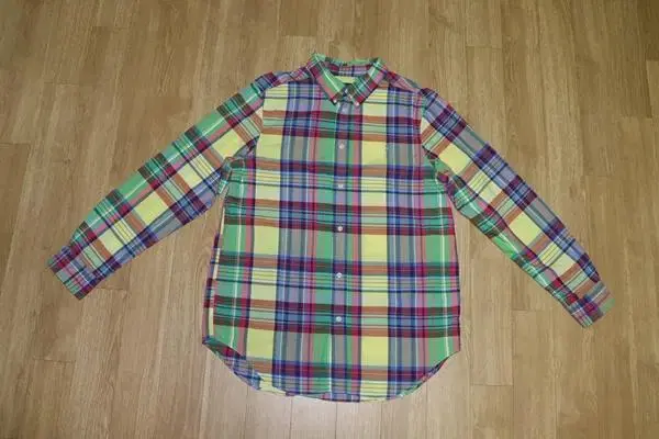 (95)polo/yellow navy tri-color check shirt