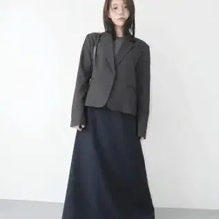 애프터먼데이 maxi flared formal skirt 모카그레이