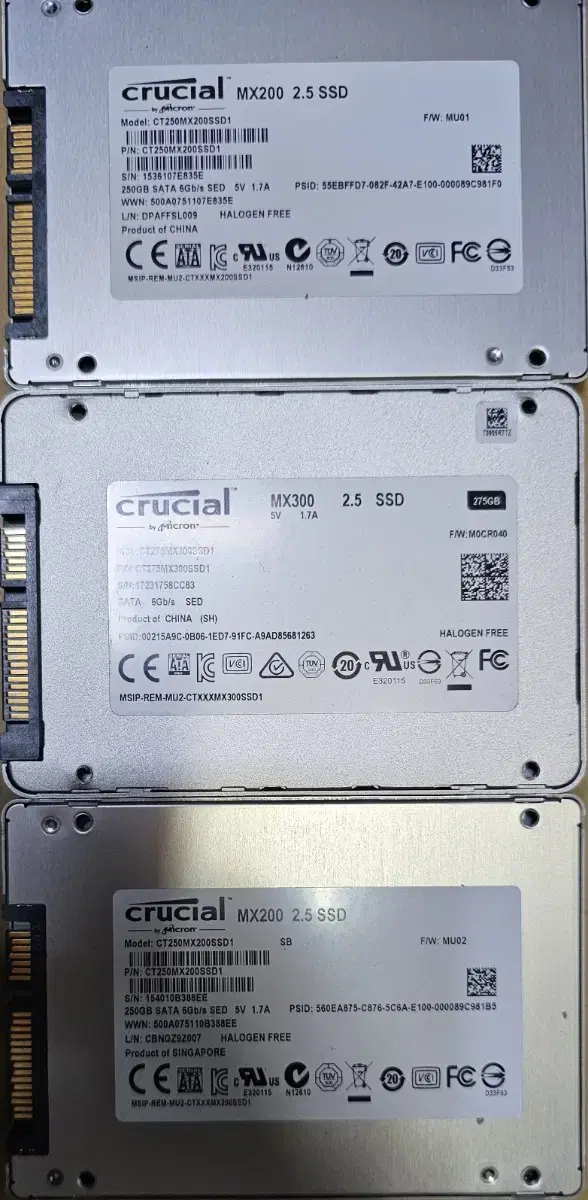 SSD 275GB, 250GB,삼성, WD 등 각각 팝니다