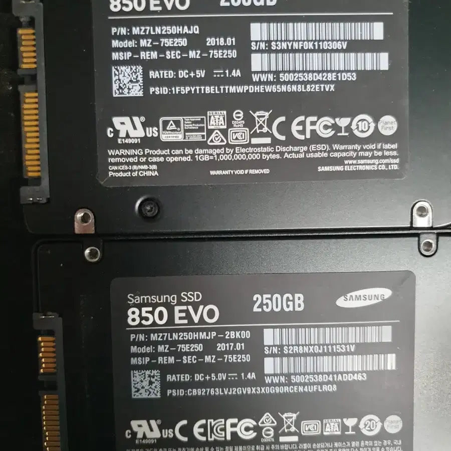 SSD 860EVO 250GB, 마이크론 275GB 각각 팝니다