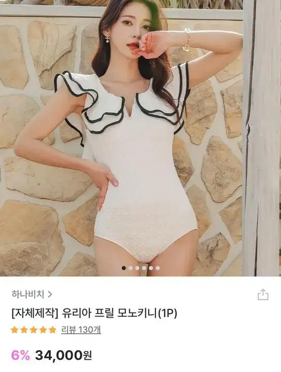 프릴 모노키니 수영복 검정