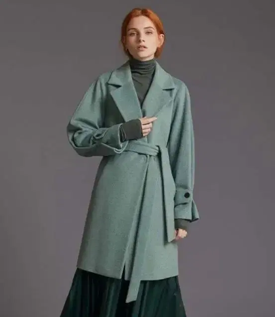 Visit New York Wool Blending Trench Coat Green 66 *New Item*