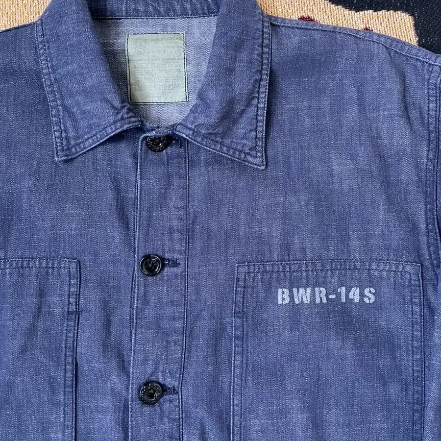 (Sale) MILITARY INDIGO DENIM HALF SHIRTS