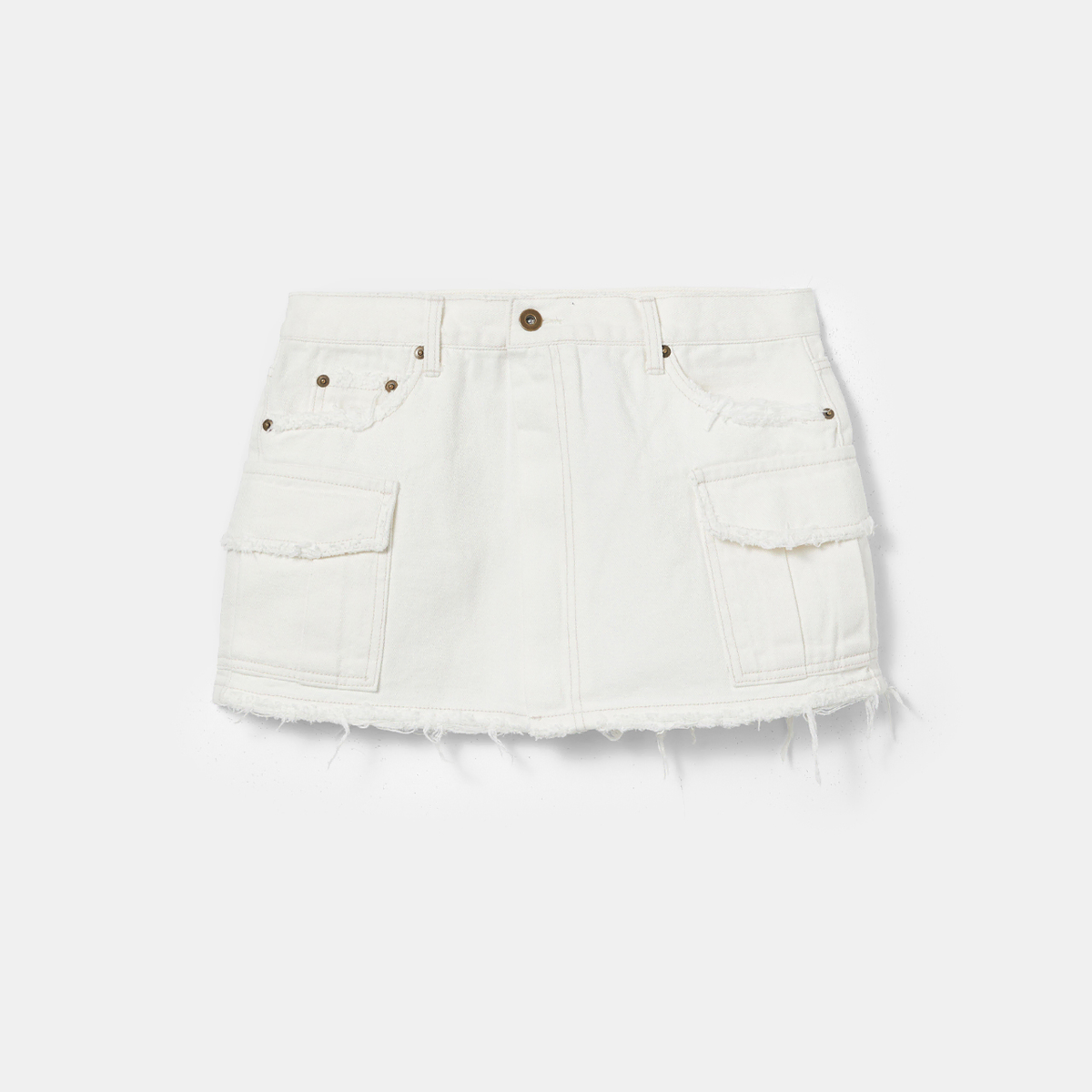 CARGO DENIM MINI SKIRT WHITE